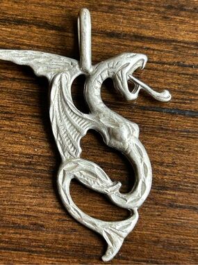 Men's Vintage Sterling Silver Wyvern Dragon Pendant 925